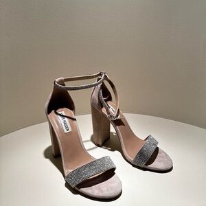 Rhinestone Studded Ankle Strap Heels